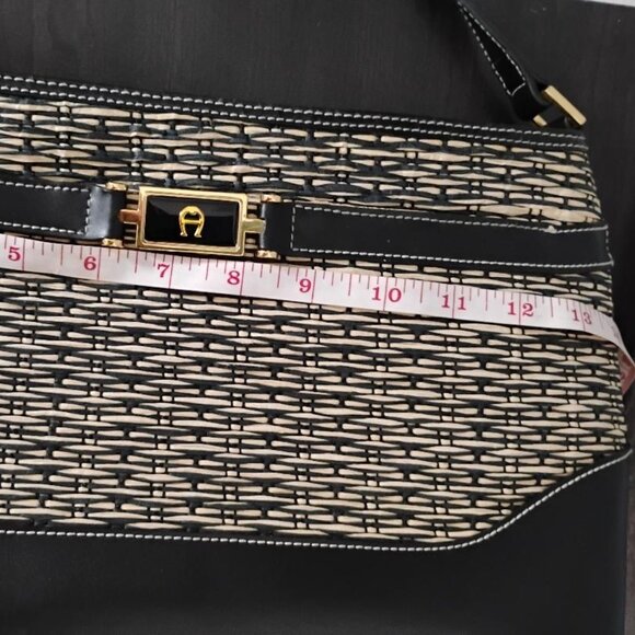 Etienne Aigner Handbag Jute Straw Woven with Black Accents - Picture 12 of 12